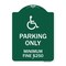 Signmission W/ Modified Isa Icon Parking Minimum Fine $250, Green & White Alum Sign, 18" x 24", GW-1824-22700 A-DES-GW-1824-22700 - alternate 1